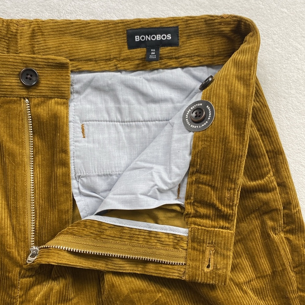 Bonobos Pleated Stretch Corduroy Trouser/Pant (Mustard) *NWOT* - Picture 10 of 16